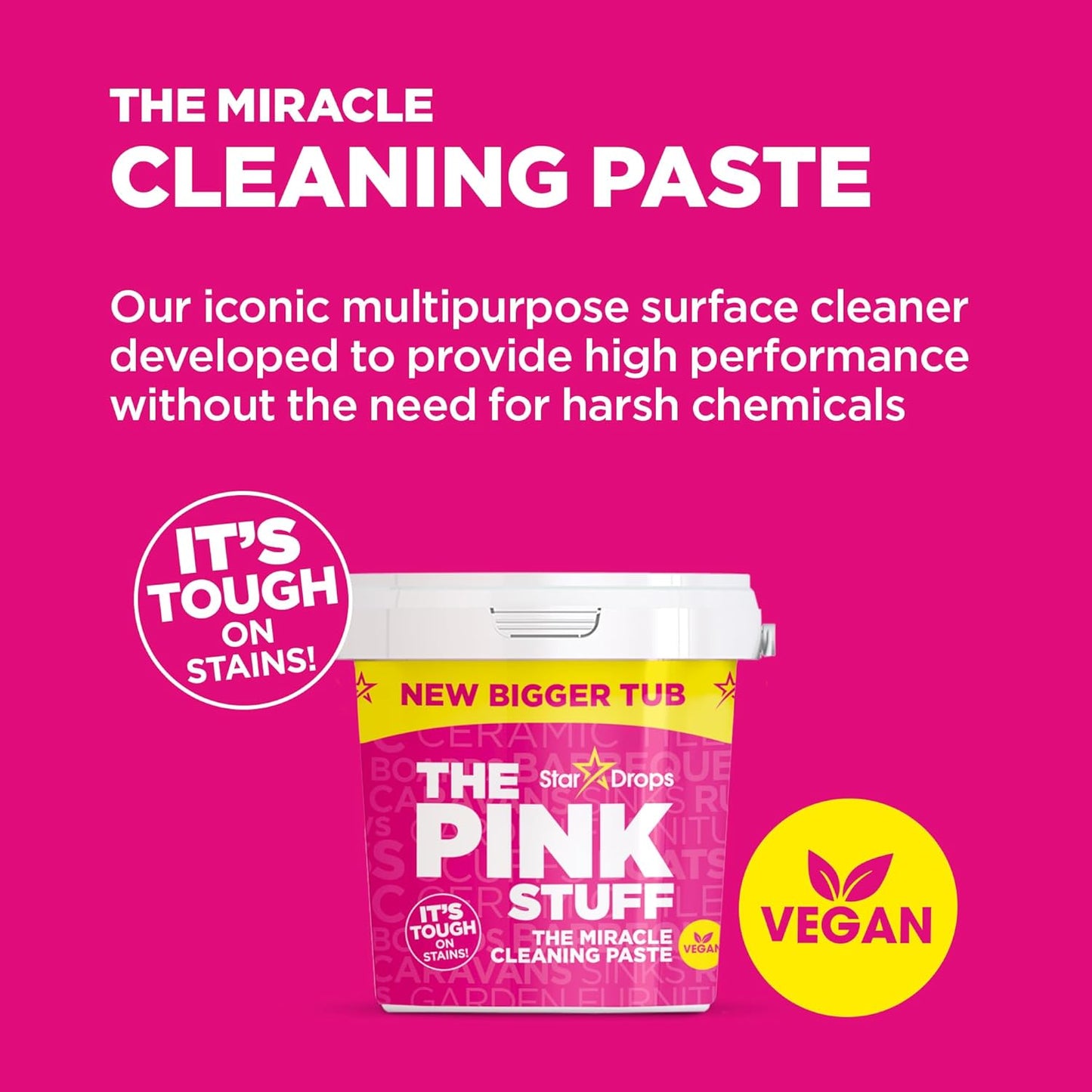 The Pink Stuff Miracle Cleaning Paste 850G - Vegan Multi Purpose Household Surface Cleaner - Non-Toxic, Not Tested on Animals