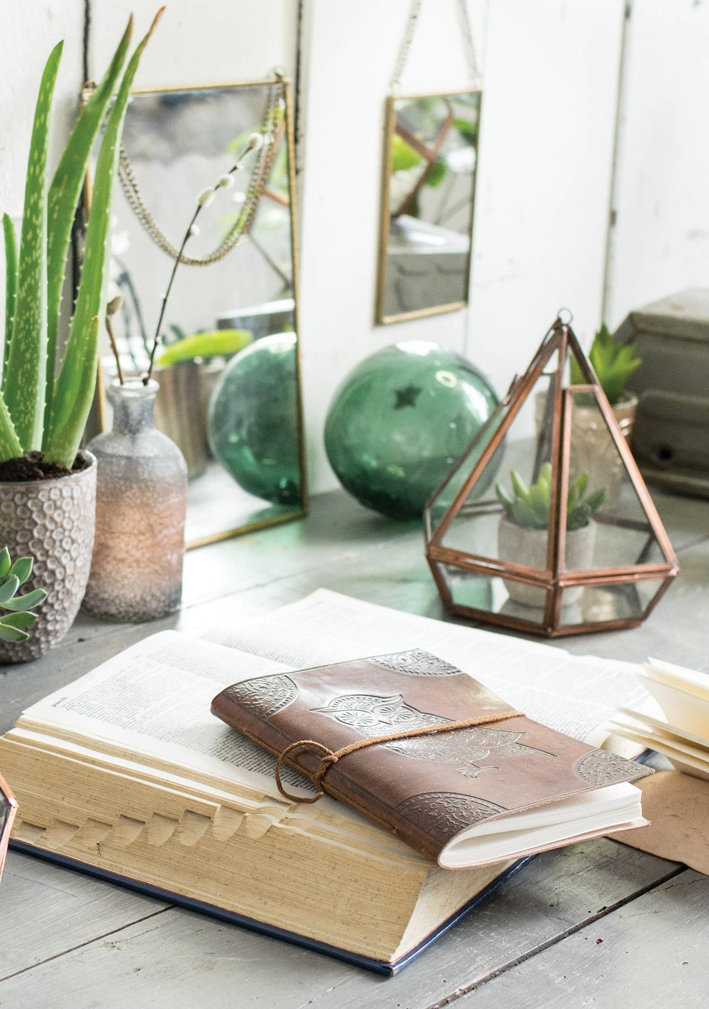 Copper Geometric Glass Planter/ Lantern