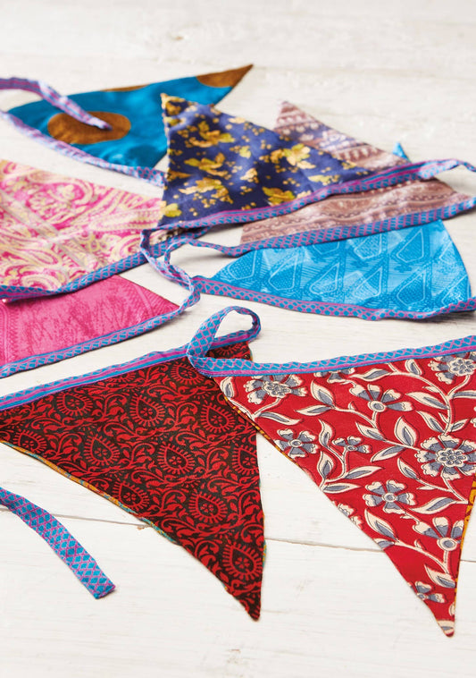 String of Recycled Sari Bunting