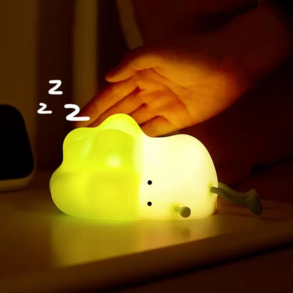 Flat Duck Nightlight. Soft squiggy silicone, touch activated, 30 minute timer, rechargable, book holder, phone holder. Great for kids, teenagers and adults. 