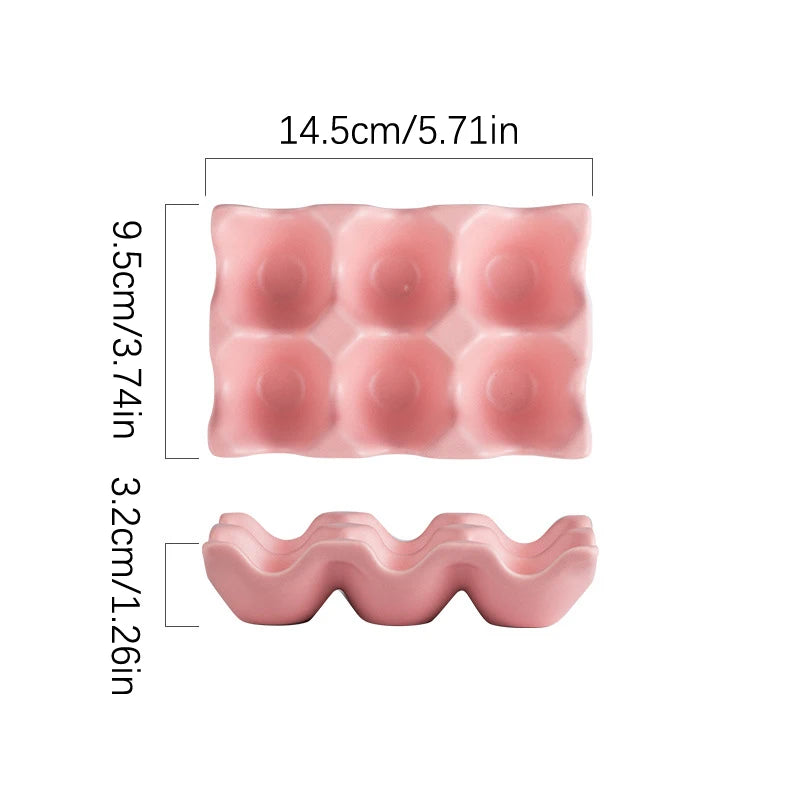 Ceramic Egg Tray, Half Dozen Egg Holder for Fridge, Countertop Display