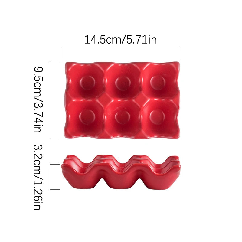 Ceramic Egg Tray, Half Dozen Egg Holder for Fridge, Countertop Display